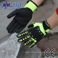 NMSAFETY 13 g jaune-jaune à haute visibilité en nylon nitrile glovs avec des gants de travail anti-impact Gants mécaniques tpr